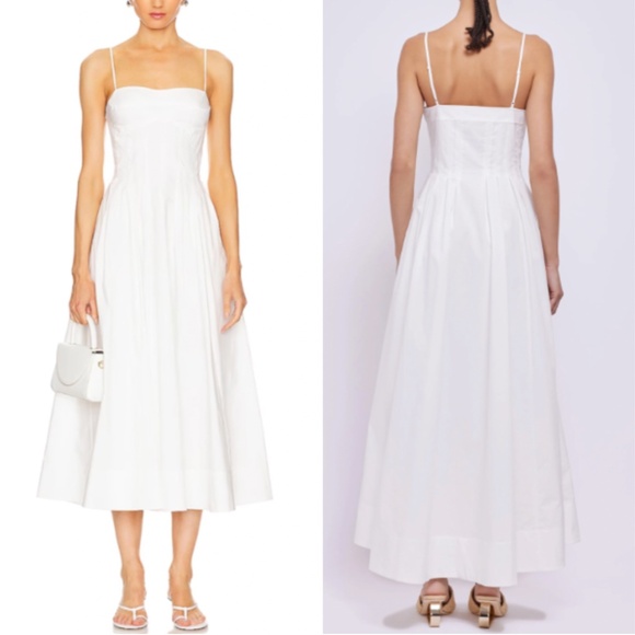 BEST SIMKHAI Kittiya Midi Dress - White Ivory Vacation Summer Causal Cotton - Picture 2 of 11